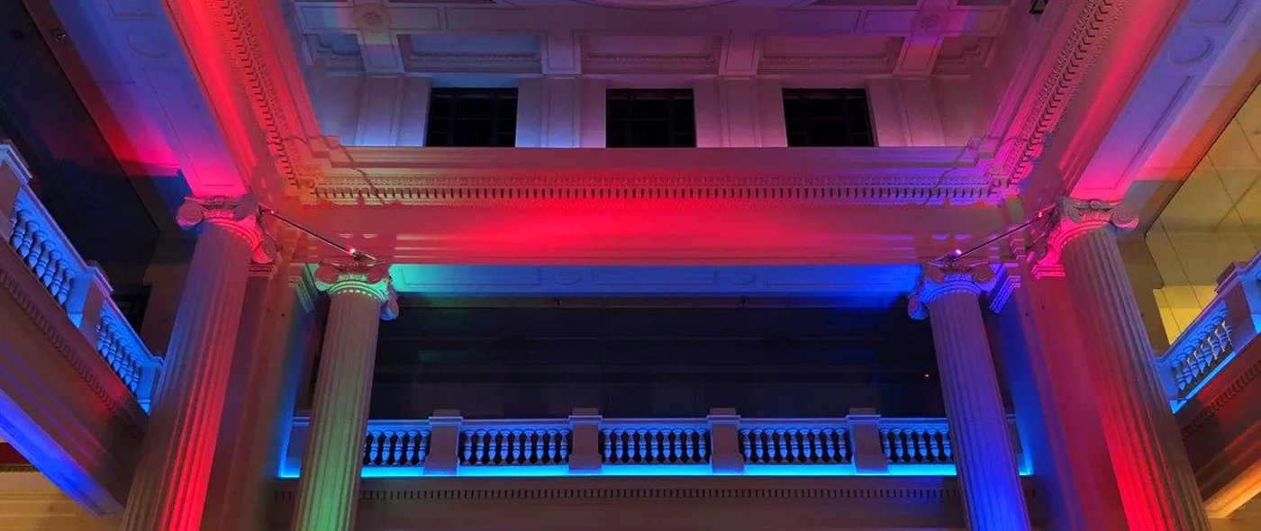 Heritage interior with dynamic RGB architectural lighting